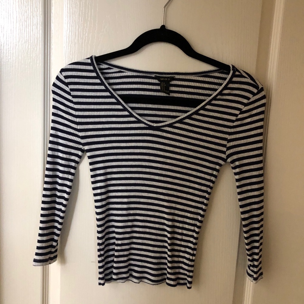 Navy & white stripped top